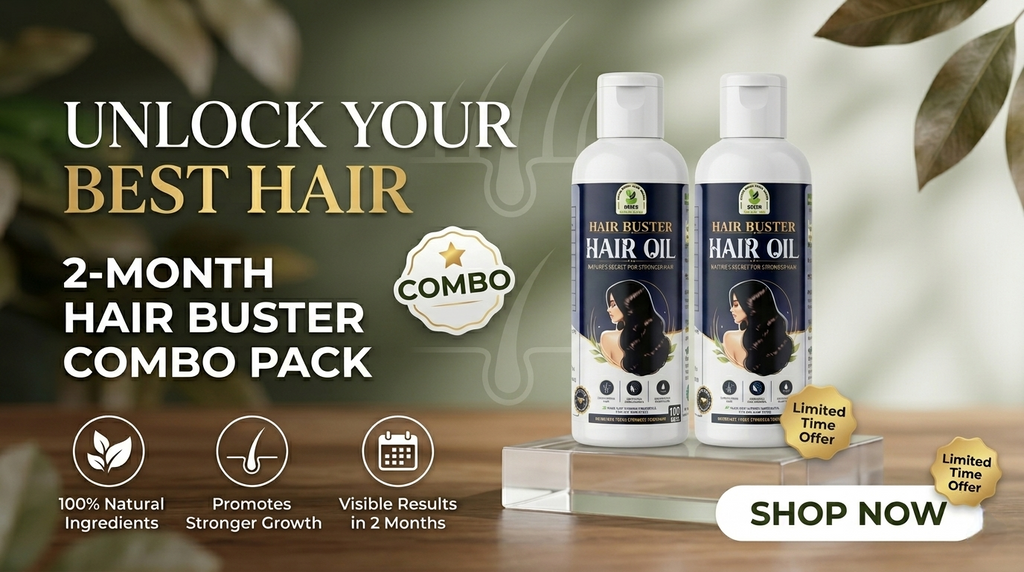 Hair Buster Natural Hair Oil Combo Pack – 2 x Bottles (60-Day Supply for Enhanced Hair Strength and Growth)