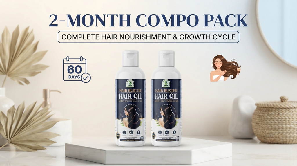 Hair Buster Natural Hair Oil Combo Pack – 2 x Bottles (60-Day Supply for Enhanced Hair Strength and Growth)