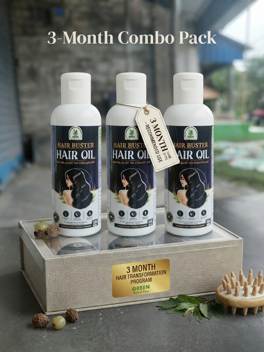 Option 1 (SEO & Marketplace Optimized): Green Herbal Care Hair Buster Hair Oil - 100 ml | 100% Herbal Ingredients for Root to Tip Strength, Reduces Hair Fall & Boosts Shine | Results in 30 Days