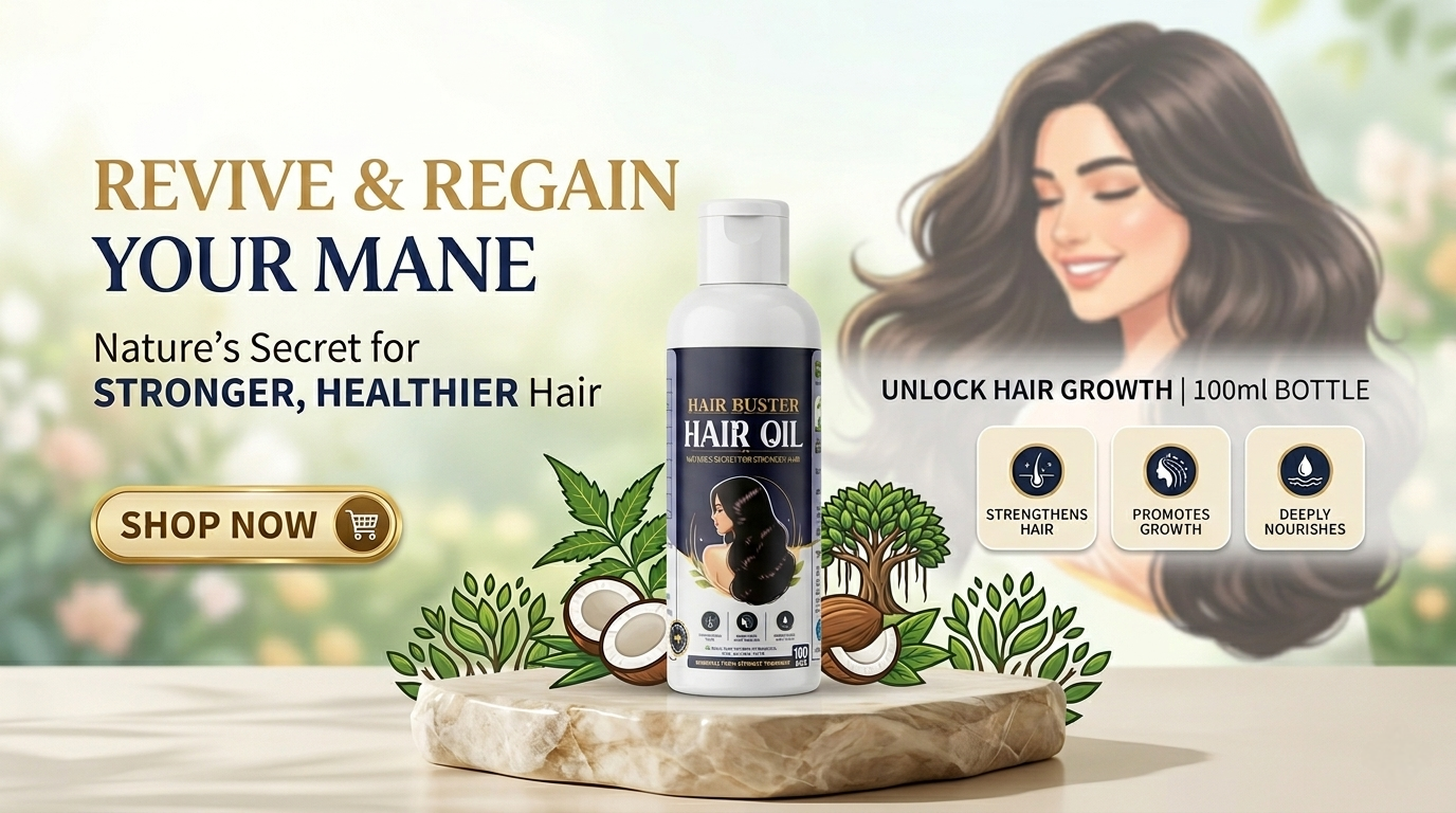 Hair Buster Natural Hair Oil Combo Pack – 2 x Bottles (60-Day Supply for Enhanced Hair Strength and Growth)
