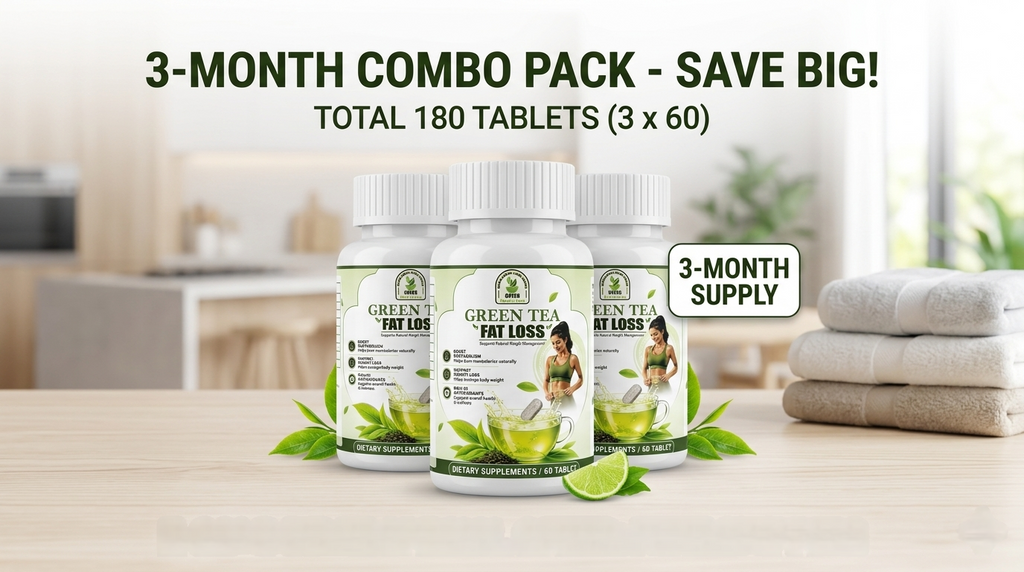 Green Tea "Fat Loss" 3-Month Journey Pack | 90-Day Herbal Supplement Supply (3 x 60 Tablets)