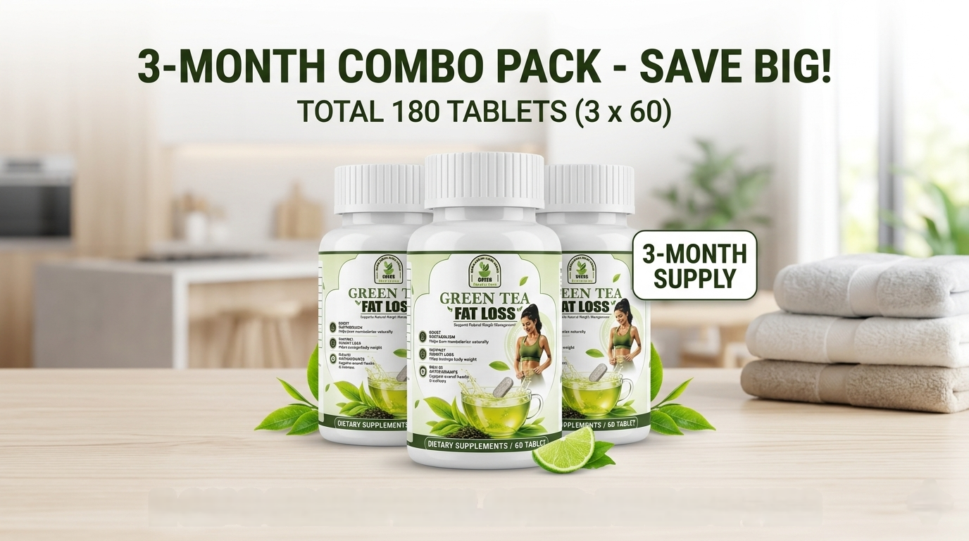 Green Tea "Fat Loss" 3-Month Journey Pack | 90-Day Herbal Supplement Supply (3 x 60 Tablets)
