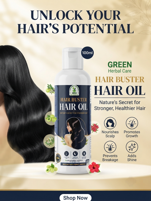Green Herbal Care Hair Buster Hair Oil (100ml) – Nourishing & Strengthening Formula for Healthy Hair